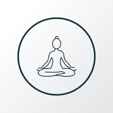 Yoga simgesi çizgi sembolü. Moda tarzında birinci kalite izole meditasyon ögesi.