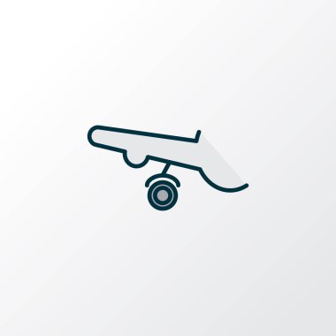 Uçak tekerlekleri simgesi renkli çizgi sembolü. Premium kalite izole lastiği öğe trendy tarzı.