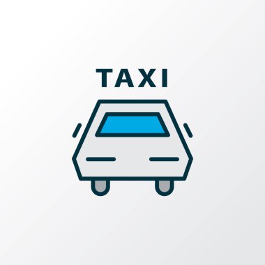 Taksi simgesi renkli çizgi sembolü. Moda tarzında birinci kalite izole taksi ögesi.
