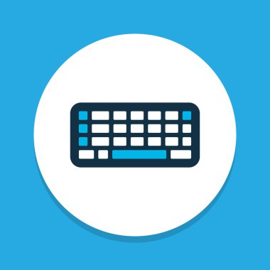 Klavye simgesi renkli sembol. Moda tarzında birinci kalite izole tuş takımı ögesi.