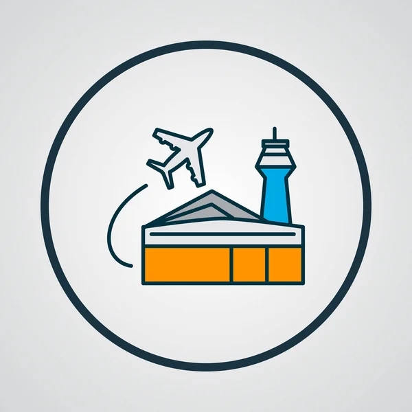 Lotnisko budowa ikona kolorowa linia symbol. Element końcowy airlines na białym tle jakości premium w modnym stylu. — Zdjęcie stockowe