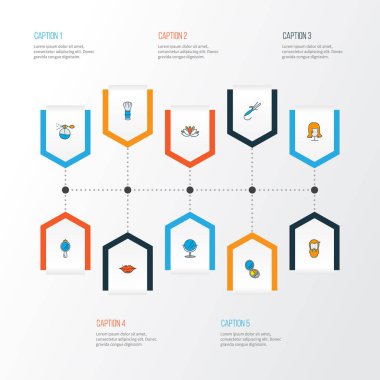 Berber simgeler renkli çizgi ile tıraş fırçası, peruk, kıvrık demir ve diğer saç modeli öğeleri ayarlayın. İzole illüstrasyon berber simgeler.