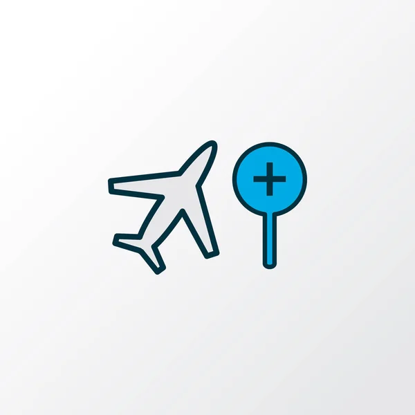 Search flight icon colored line symbol. Premium quality isolated find airplane element in trendy style. — Stock Photo, Image