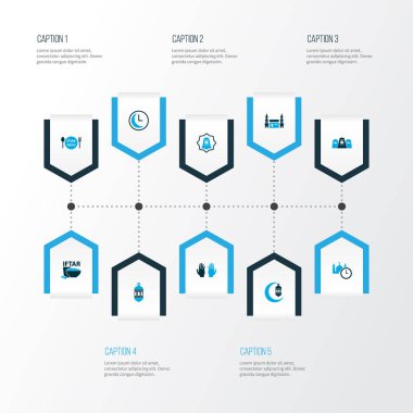 Din simgeler renkte set ile ramazan, Mısır gevreği, dua ve diğer fener öğeleri. İzole vektör çizim din simgeler.