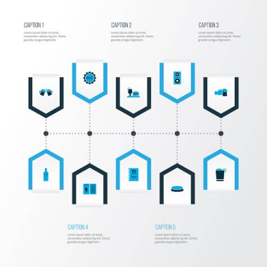 Akşam yemeği, pub kitap, buzlu viski ve diğer konyak öğeleri kümesiyle renkli simgeler iç. İzole vektör çizim içki simgeler.