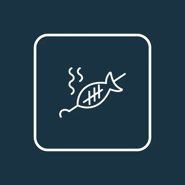 Gegrilde vis pictogram lijn symbool. Premium kwaliteit geïsoleerd barbecue element in trendy stijl. — Stockvector