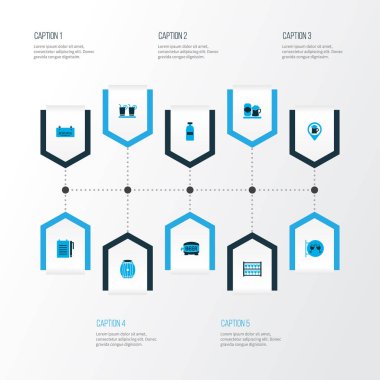 İçecekler simgeler gözlük, geolocation bira, varil bira soda elemanları ile birlikte set renkli. İllüstrasyon izole içecekler simgeler.