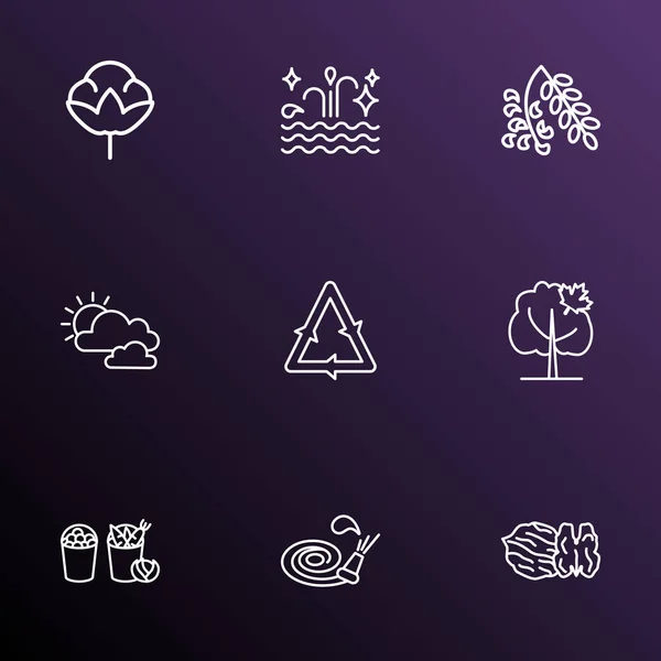Harmony icons line style set with harvest, walnut, cotton flower and other hosepipe elements. Isolated  illustration harmony icons. — Stock Photo, Image