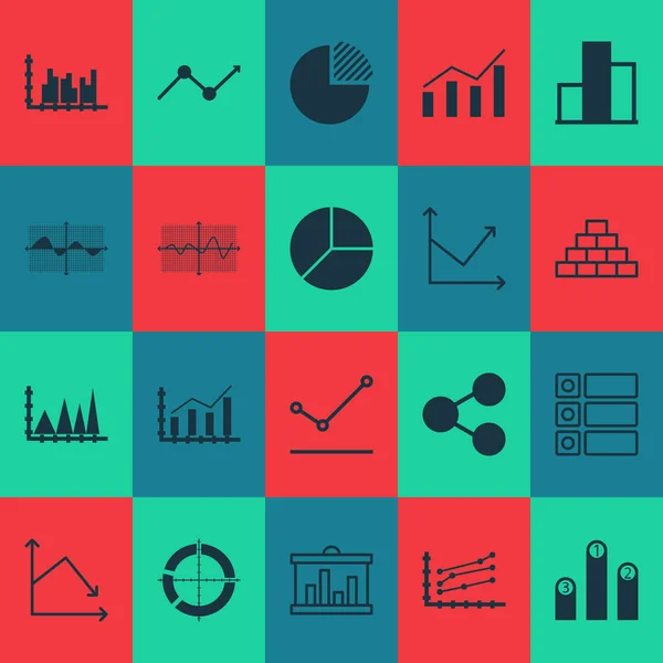 Soubor grafů, diagramů a ikon statistik. Prémiová kolekce symbolů kvality. Ikony lze použít pro design webu, aplikace a uživatelského rozhraní. — Stock fotografie