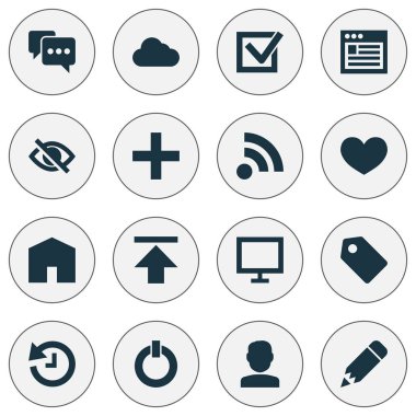 Kullanıcı simgeleri ayarla tarayıcı, düzen, güç ve diğer öğeleri gizlemek. İzole vektör çizim Kullanıcı simgeleri.