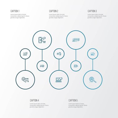 Motoru simgeler stil sıralama anahtar kelimeler, yerel arama, Seo izleme ve diğer e-ticaret elemanları ile kümesi satır. İzole vektör çizim motoru simgeler.