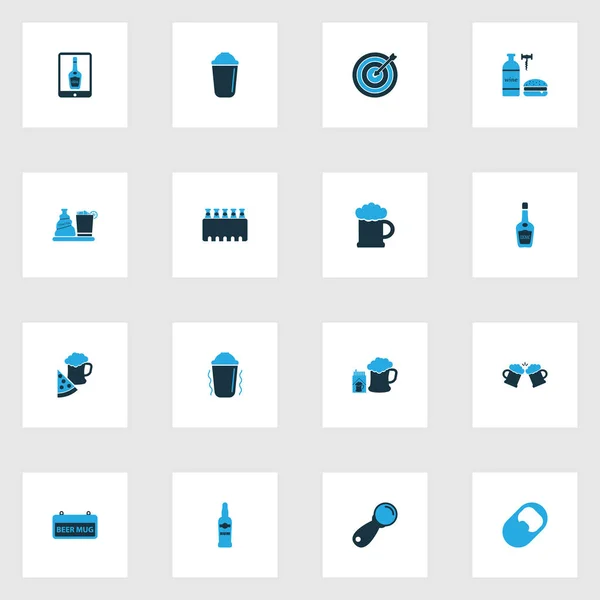 Beverages icons colored set with cognac, beer with cigarettes, tablet and other ale box elements. Isolated  illustration beverages icons. — Stock Photo, Image