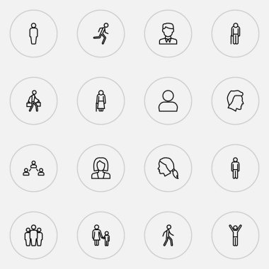 İnsanlar simgeler stil işadamı, kişi, Grup ve diğer anne öğeleri kümesi satır. İzole vektör illüstrasyon insanlar simgeler.