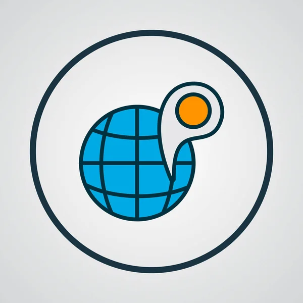 Globus mit Pin-Symbol farbiges Liniensymbol. Premium-Qualität isoliertes weltweites Element im trendigen Stil. — Stockfoto