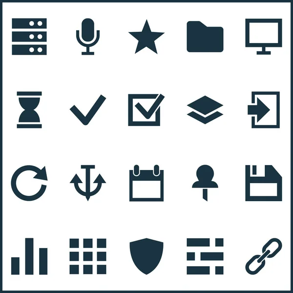 Interface icons set with favorite, checkmark, audio and other level elements. Isolated  illustration interface icons.