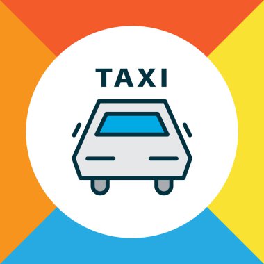 Taksi simgesi renkli çizgi sembolü. Moda tarzında birinci kalite izole taksi ögesi.