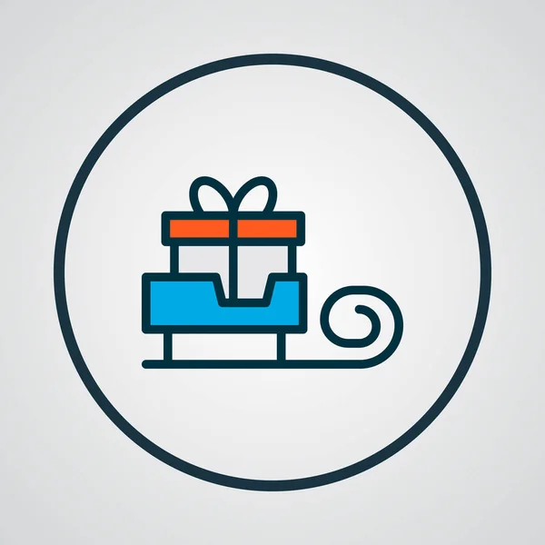 Santa δώρο εικονίδιο έγχρωμη γραμμή σύμβολο. Πριμοδότηση ποιότητας απομονωμένες έλκηθρο στοιχείο σε μοντέρνο στυλ. — Διανυσματικό Αρχείο