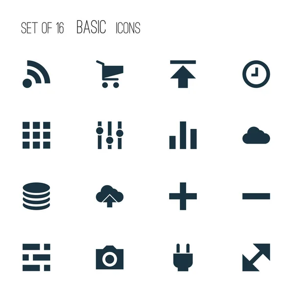 Interface ikoner set med appar, foder, kamera och andra wifi-element. Isolerade vektor illustration interface ikoner. — Stock vektor