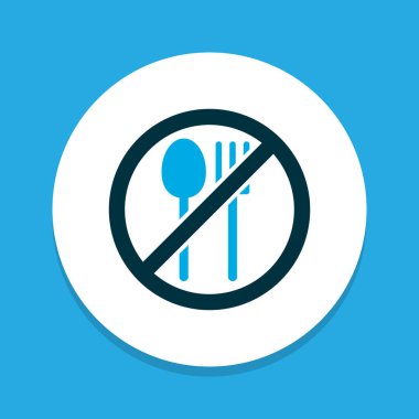 Simge renkli sembol yemek değil. Üstün kaliteli moda stil öğesinde yasak yemek izole.