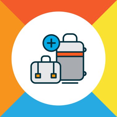 İlave Bagaj simgesi renkli çizgi sembolü. Premium kalite izole Bagaj öğe trendy tarzı.