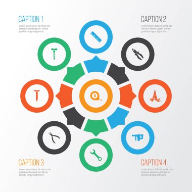 Handtools simgeler İngiliz anahtarı, pense, elektrikli alet ve diğer çok fonksiyonlu cep öğeleri ile ayarlayın. İzole vektör çizim handtools simgeleri.