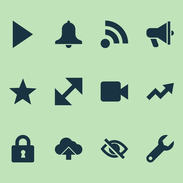 Icone utente impostate con elementi di annuncio, nascondere, video e altri elementi di carico. Isolate icone utente illustrazione vettoriale . — Vettoriale Stock