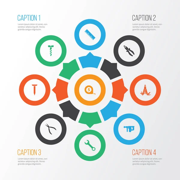 Handtools simgeler İngiliz anahtarı, pense, elektrikli alet ve diğer çok fonksiyonlu cep öğeleri ile ayarlayın. İzole vektör çizim handtools simgeleri.