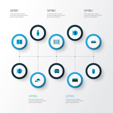 Bir bira, mojito, aralığı ve diğer Kupası öğeleri kümesiyle renkli simgeler iç. İzole illüstrasyon içmek simgeler.