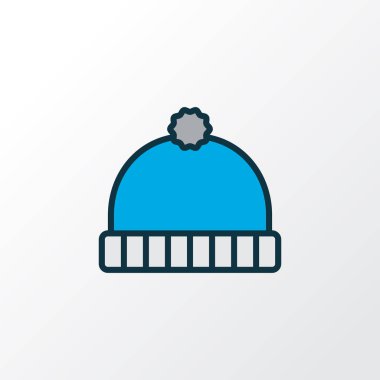 Kış şapka simgesi renkli çizgi sembolü. Premium kalite izole beanie öğe trendy tarzı.