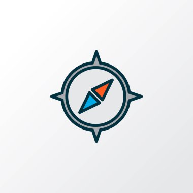 Pusula simgesi renkli çizgi sembolü. Moda tarzında birinci kalite izole navigasyon ögesi.