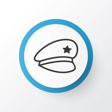 Polis simgesi simgesi kap. Premium Kalite izole polis şapka öğe Trendy tarzı.