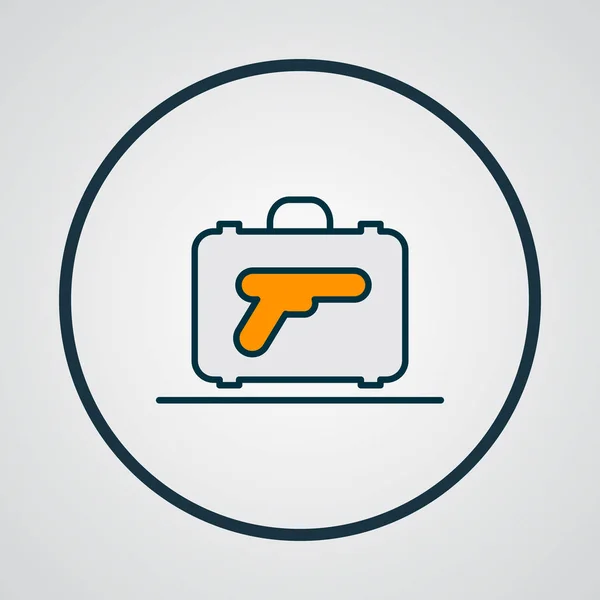 Αποσκευές με όπλο το εικονίδιο έγχρωμη γραμμή σύμβολο. Πριμοδότηση ποιότητας απομονωμένες όπλο στοιχείο σε μοντέρνο στυλ. — Φωτογραφία Αρχείου
