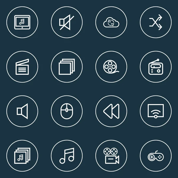 Multimedia icons line style set with sound off, categories, radio and other backward elements. Isolated  illustration multimedia icons. — Stock Photo, Image