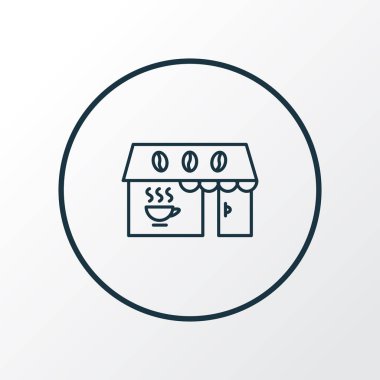 Coffeeshop simgesi satır sembolü. Premium kalite izole kahvehane öğe trendy tarzı.