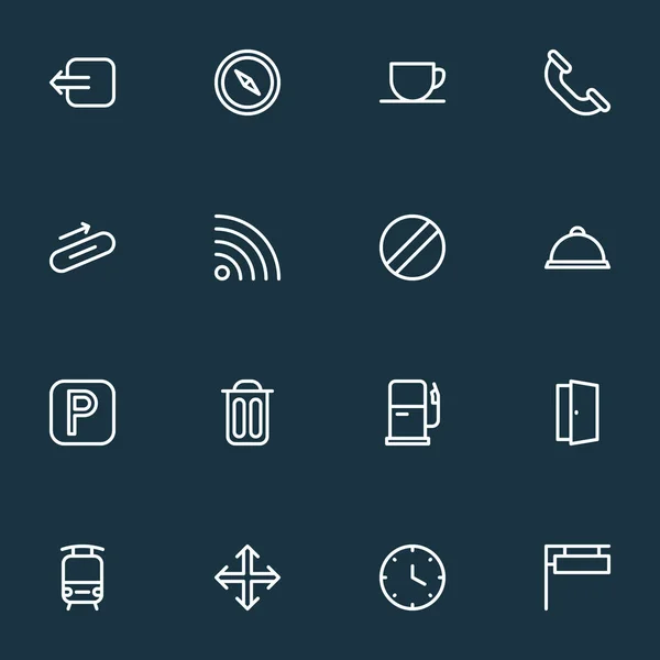 Direction icons line style set with navigation, parking sign, way out and other phone elements. Isolated  illustration direction icons. — Stock Photo, Image