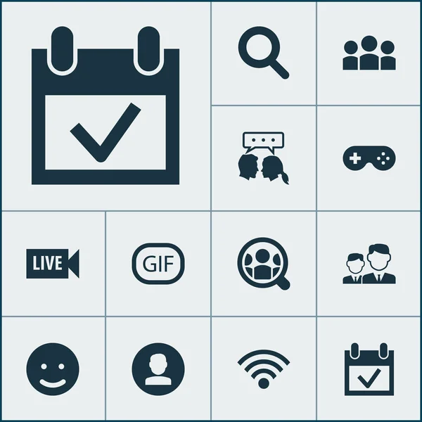 Media icons set with wi-fi, dialog, live video and other wireless connection elements. Isolated  illustration media icons.