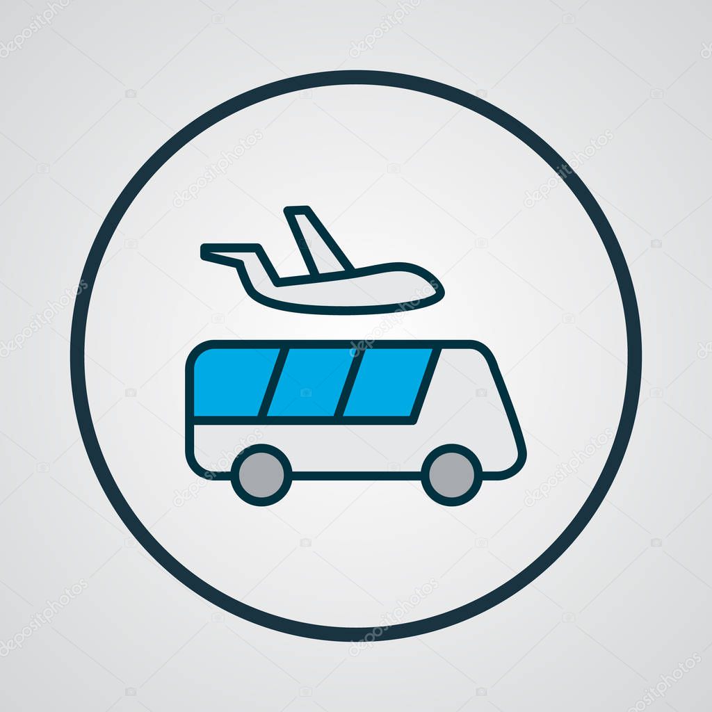 Airport shuttle icon colored line symbol. Premium quality isolated transportation element in trendy style.