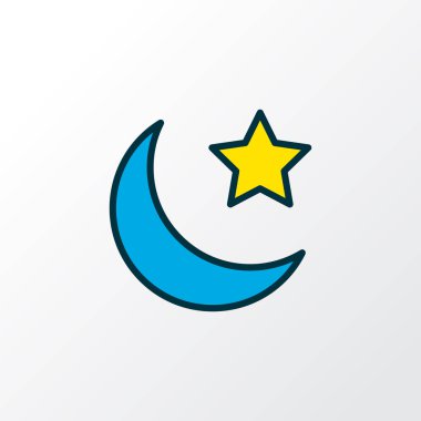 Yıldız simgesi renkli çizgi simgesiyle moon. Premium kalite izole gece öğe trendy tarzı.