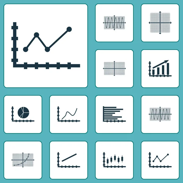 グラフ、図、統計アイコンのセット。プレミアム品質のシンボルコレクション。アイコンはウェブ、アプリ、 UIデザインに使用できます。. — ストックベクタ