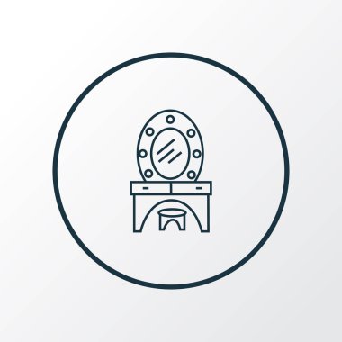 Tuvalet masası simgesi satır sembolü. Premium kalite izole makyaj Resepsiyon öğe trendy tarzı.