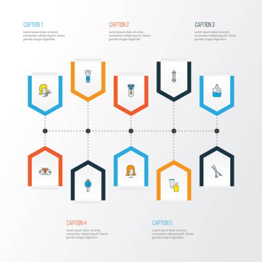 Berber simgeler fırçası, tıraş, elektrikli tıraş makinesi ile Ayarla satır renkli ayna cihaz elemanları ver. İzole vektör çizim berber simgeler.