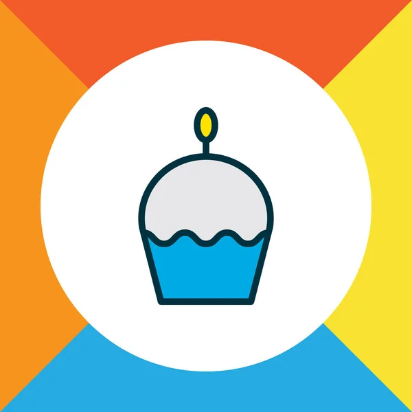 Kek ikonu renkli çizgi sembolü. Moda tarzında birinci kalite izole kek ögesi. — Stok Vektör