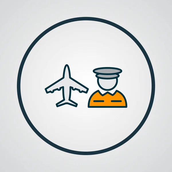 Port lotniczy pracownik ikona kolorowa linia symbol. Wysokiej jakości na białym tle pilot element w modnym stylu. — Wektor stockowy