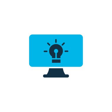 Çevrimiçi fikir simgesi renkli sembol. Moda tarzında birinci kalite izole bilgisayar ögesi.