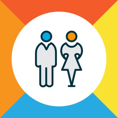 Tuvalet simgesi renkli çizgi sembolü. Üstün kaliteli moda stil öğesinde wc izole.