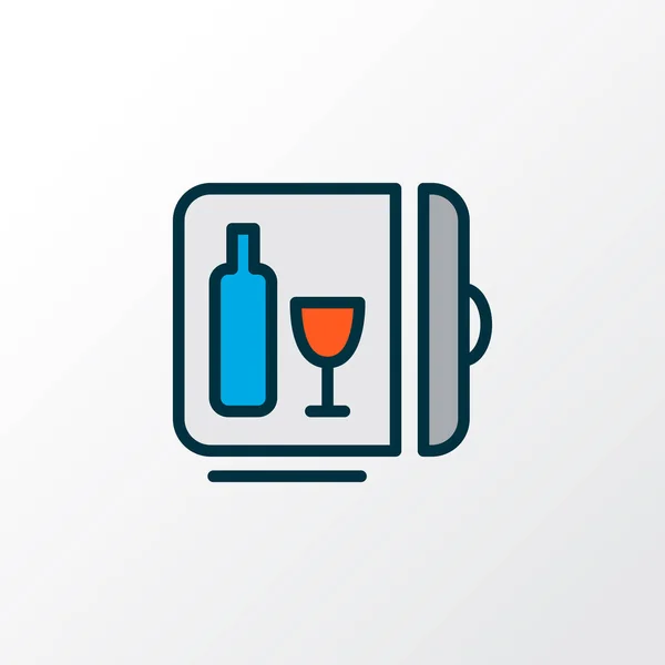 Mini bar simgesi renkli çizgi sembolü. Üstün kaliteli moda stil öğesinde mini buzdolabı izole. — Stok fotoğraf