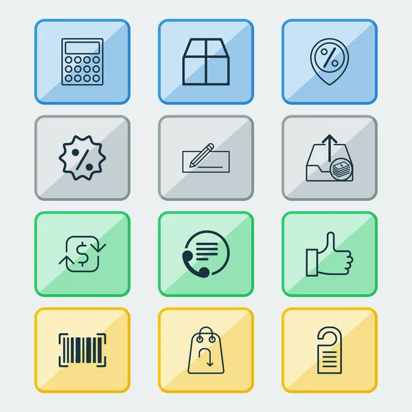 Ecommerce icons set with contact info, refund money, return item and other rebate sign  elements. Isolated  illustration ecommerce icons.