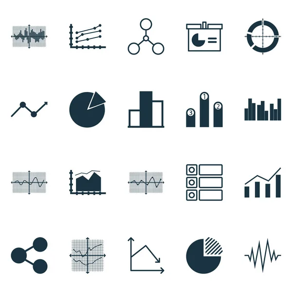 Soubor grafů, diagramů a ikon statistik. Prémiová kolekce symbolů kvality. Ikony lze použít pro design webu, aplikace a uživatelského rozhraní. — Stock fotografie