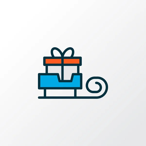 Santa gift icon colored line symbol. Premium quality isolated sledge element in trendy style.