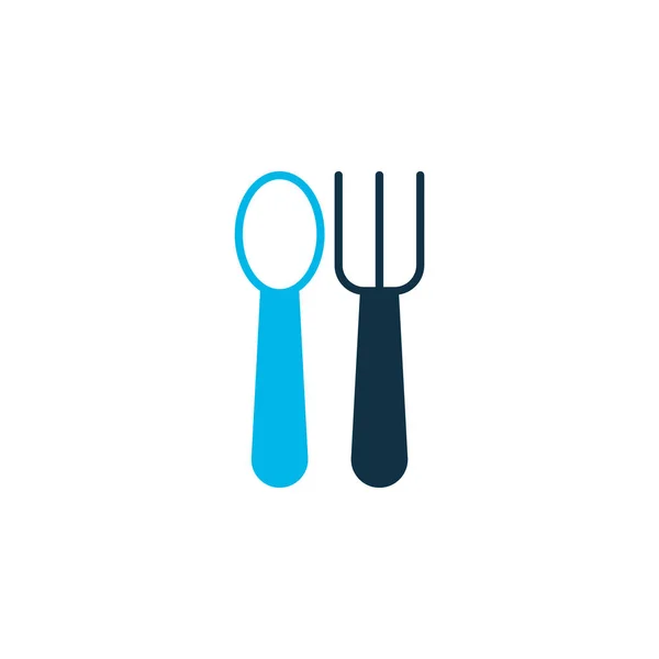 Spoon with fork icon colored symbol. Premium quality isolated silverware element in trendy style. — Stock Vector